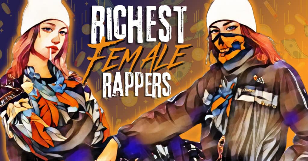 graphic artwork for a piece about the richest female rappers in the world.