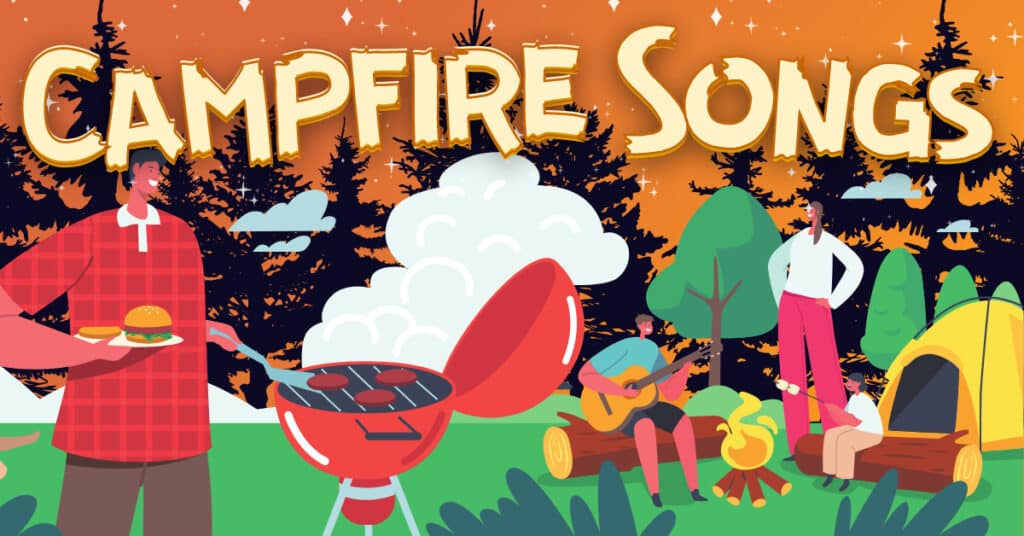 artwork for an article detailing campfire songs to listen to