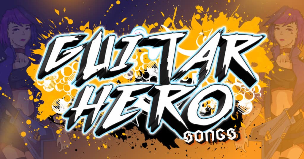 artwork for an article about the top guitar hero songs of all time.