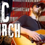 15 Best Eric Church Songs eric church singing and playing guitar with text of his best songs on left graphic art