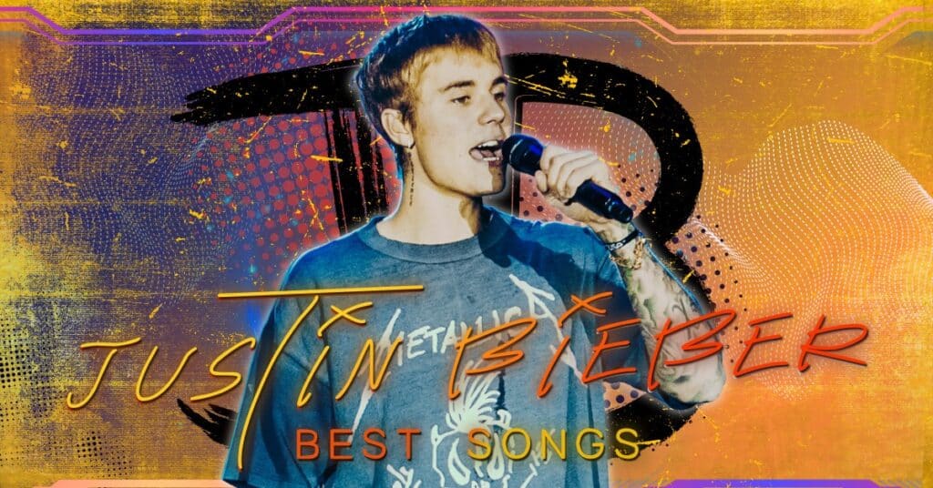 graphic art for an article detailing the top Justin Bieber songs of his career.