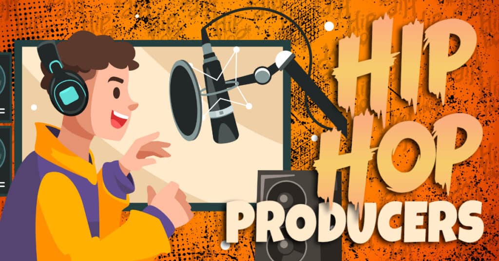 artwork for an article listing the top hip hop producers of all time.