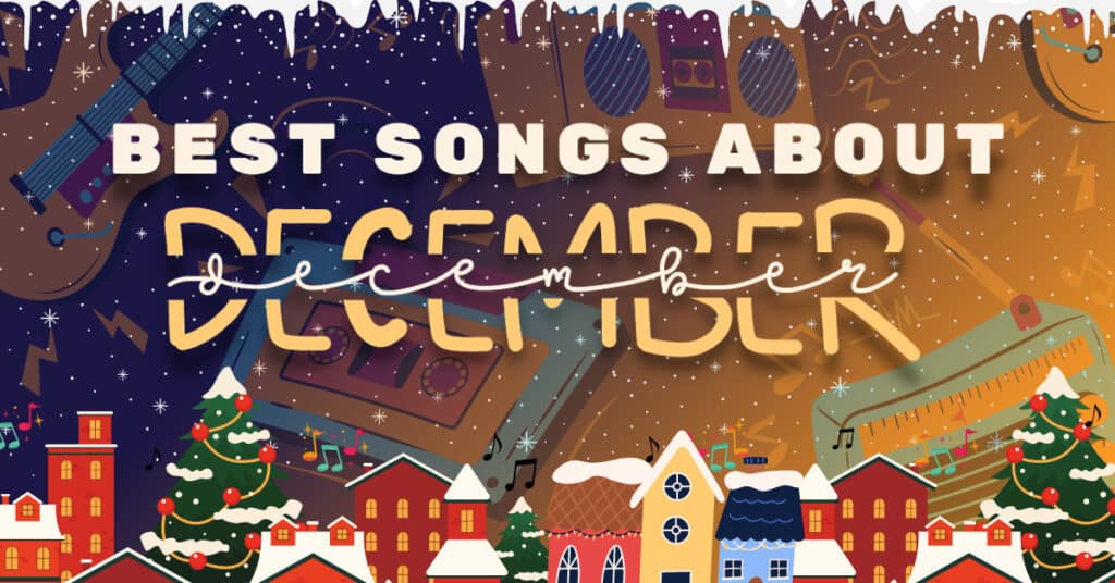 artwork for an article listing songs about the month of December.